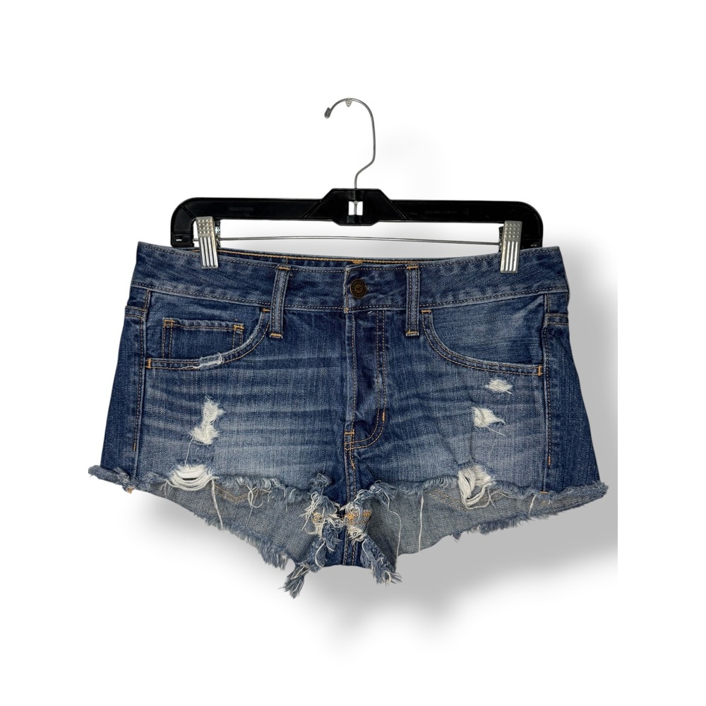 Hollister Distressed Blue Denim Jean Shorts